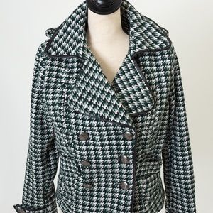 Cropped trench coat houndstooth plaid JouJo M